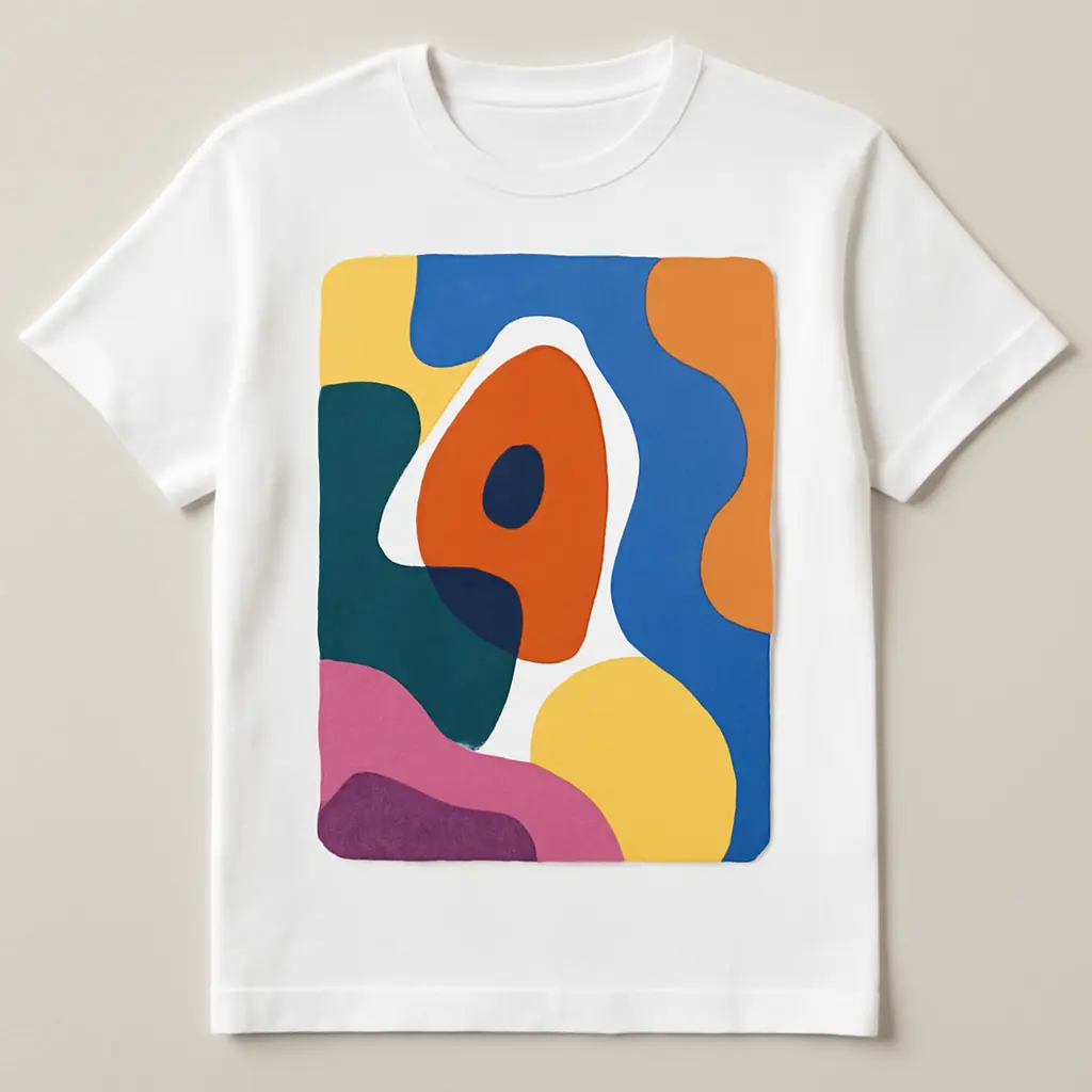 Moderní potisk triček Ukázka moderního potisku trička ve světlých barvách