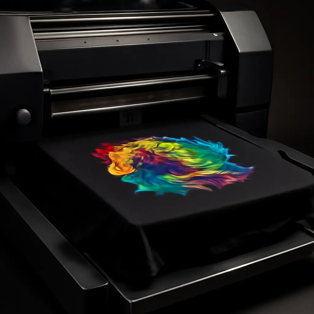 Proces DTG tisku Tisk trička technologií DTG v průmyslovém stroji