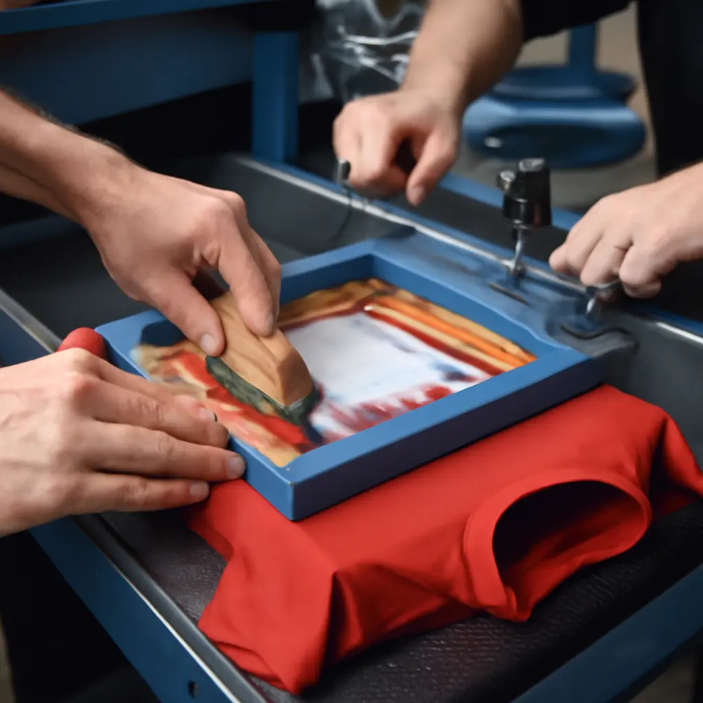 Proces výroby personalizovaného trička Ilustrace procesu výroby personalizovaného trička s nástroji