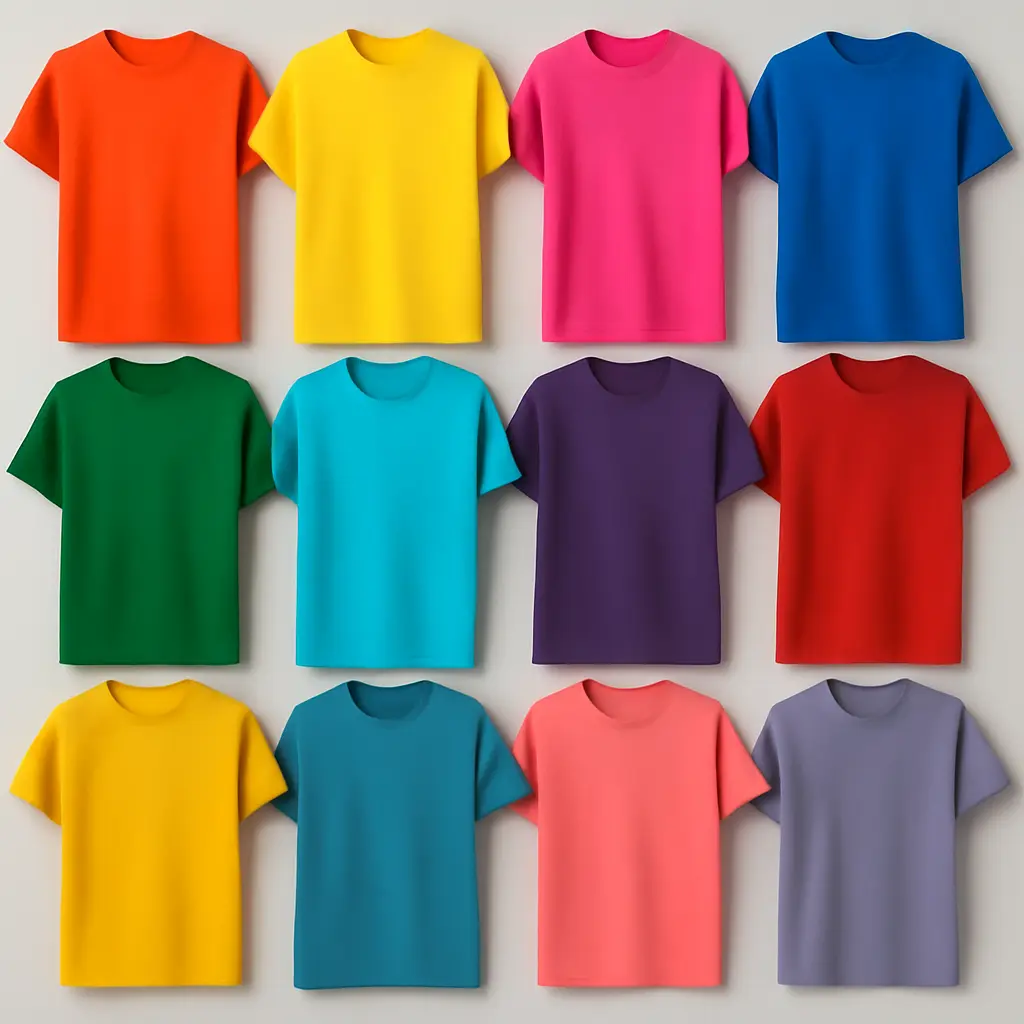 Ukázky potisků na tričkách Různá trička s potiskem v řadě